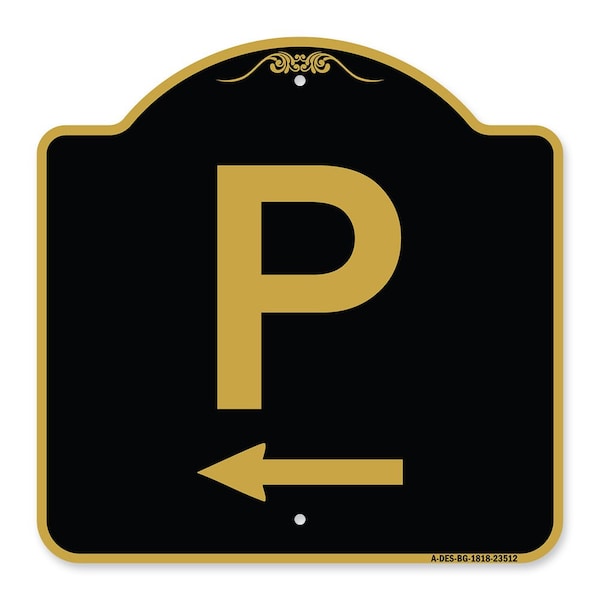 Signmission Designer Series PW/ Left Arrow, Black & Gold Aluminum Architectural Sign, 18" x 18", BG-1818-23512 A-DES-BG-1818-23512 - main